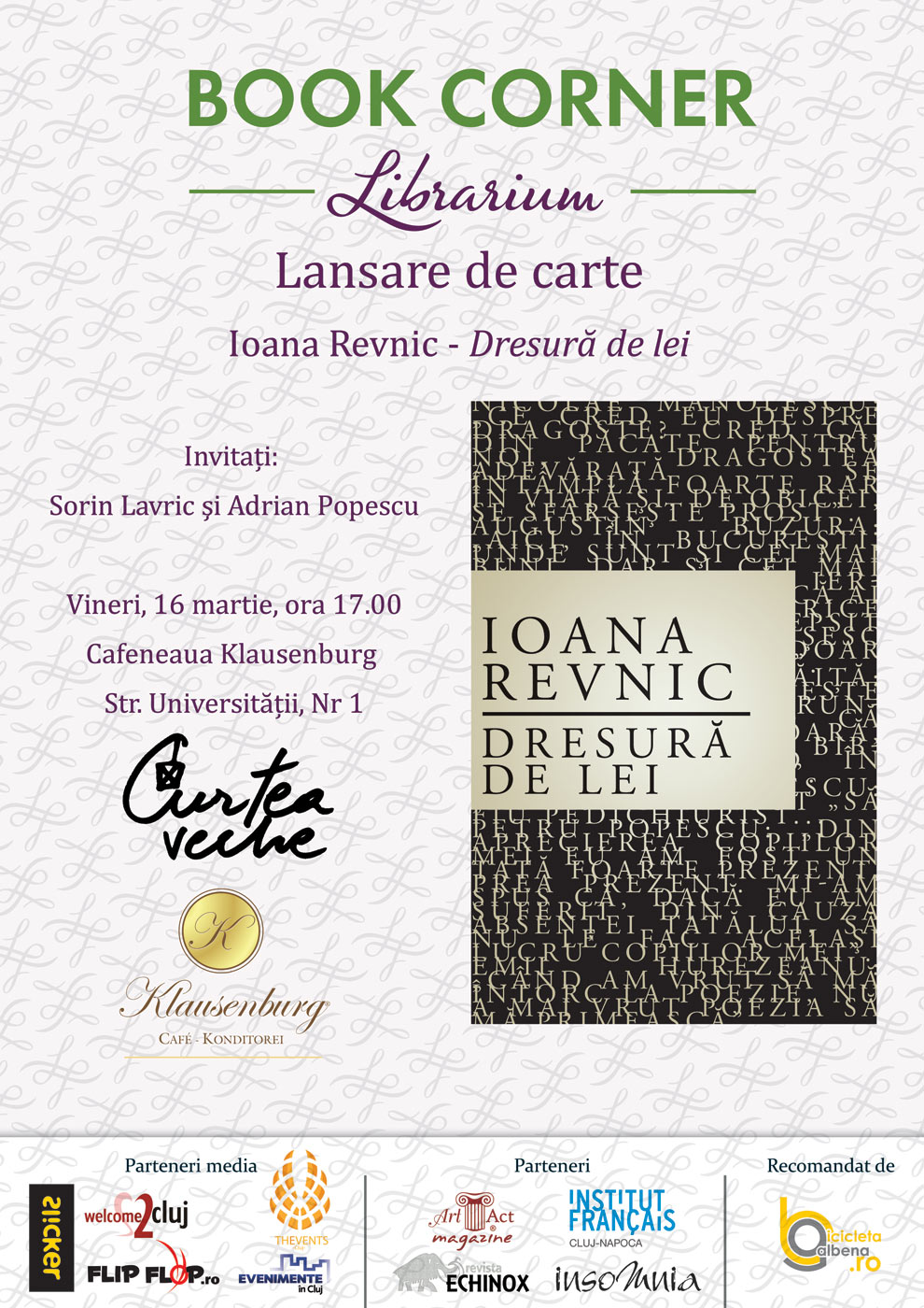 Afis lansare „Dresura de lei” Cluj
