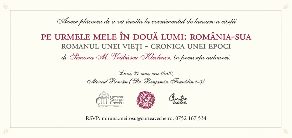 Invitatie - lansare Simona Vrabiescu Kleckner