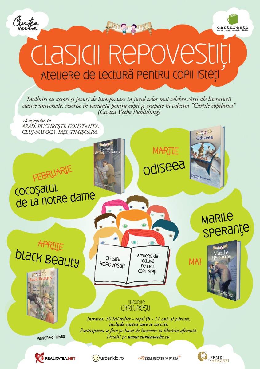 Ioana Ginghină, invitată la „Clasicii repovestiţi. Ateliere de lectură pentru copii isteţi”