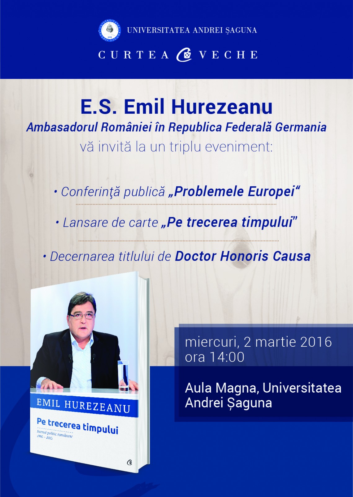 Emil Hurezeanu lansează la Constanța volumul „Pe trecerea timpului. Jurnal politic românesc 1996-2015”