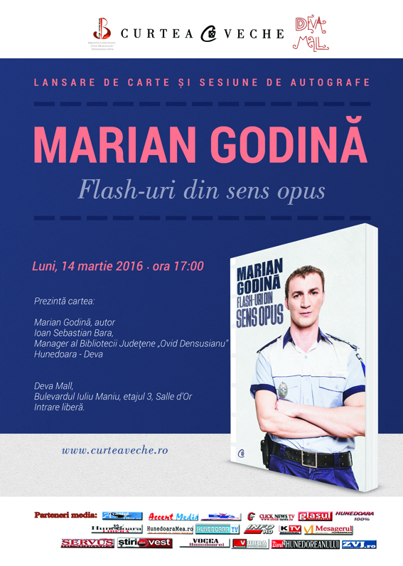 Marian Godină lansează la Deva volumul „Flash-uri din sens opus”