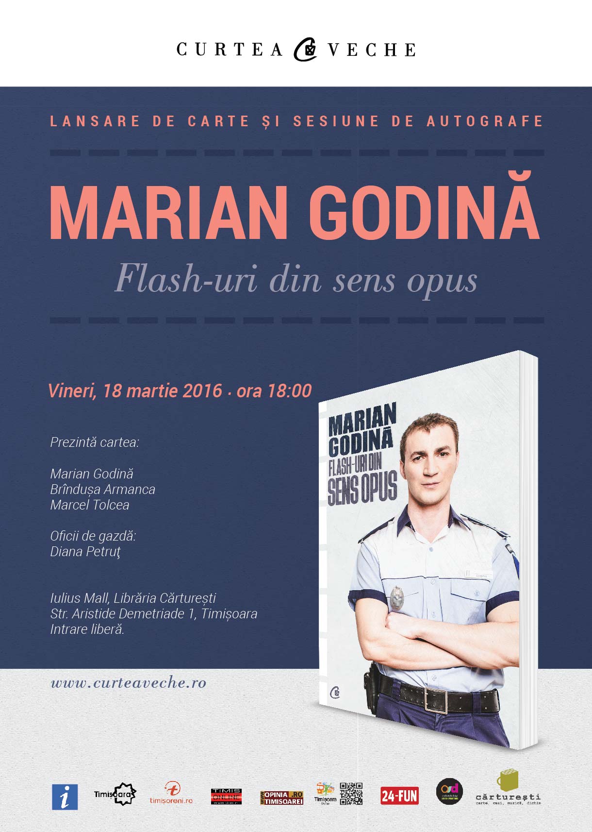 Marian Godină prezintă volumul „Flash-uri din sens opus” la Timișoara