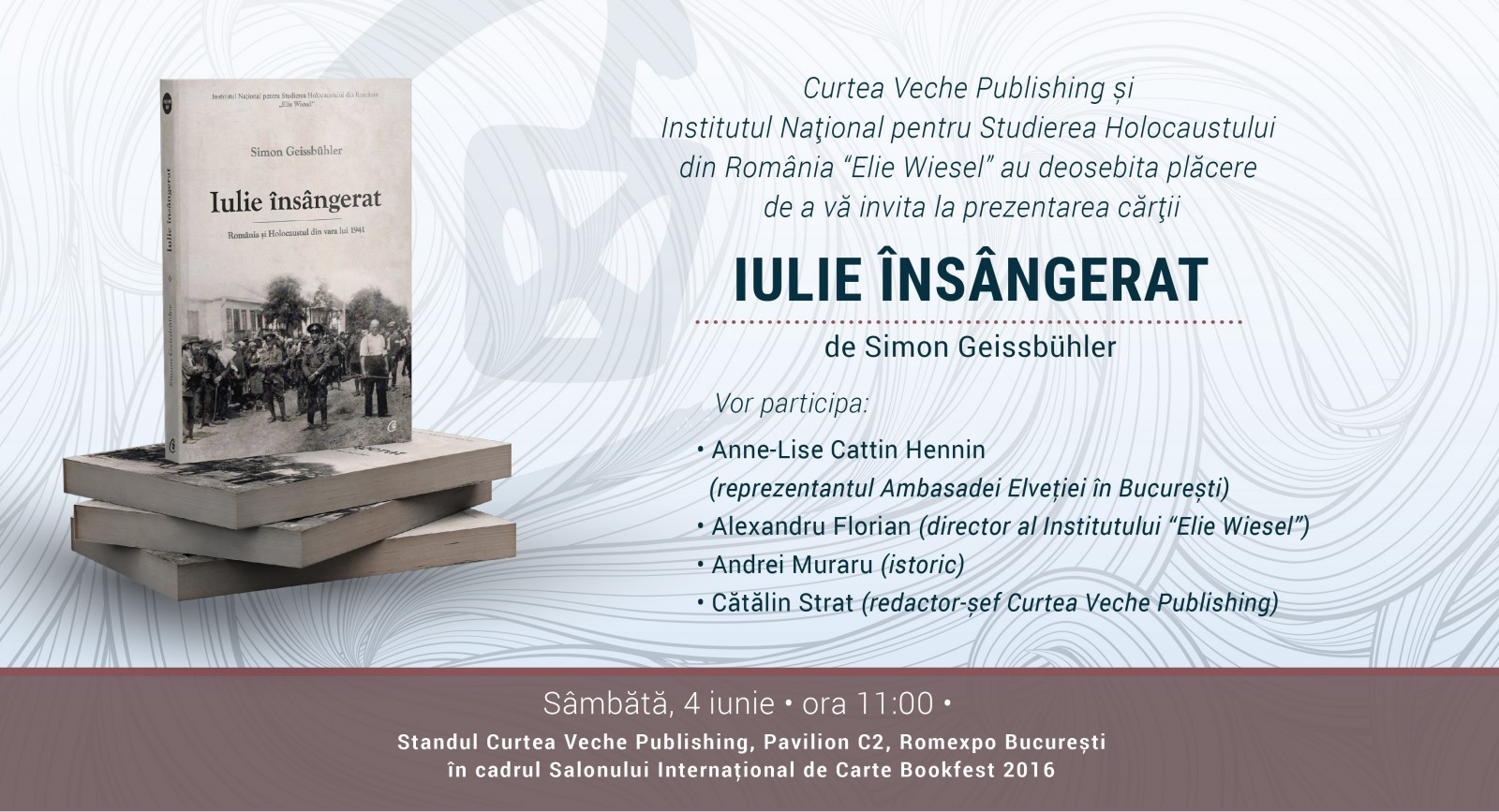 “Iulie însângerat” de Simon Geissbühler, lansare la Bookfest 2016