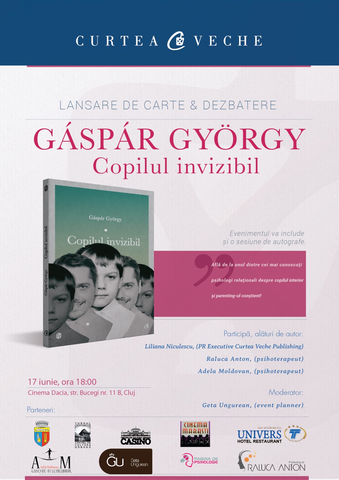 Psihologul Gáspár György vorbește despre o nouă metodă de parenting  în cartea „Copilul invizibil” la Cluj-Napoca