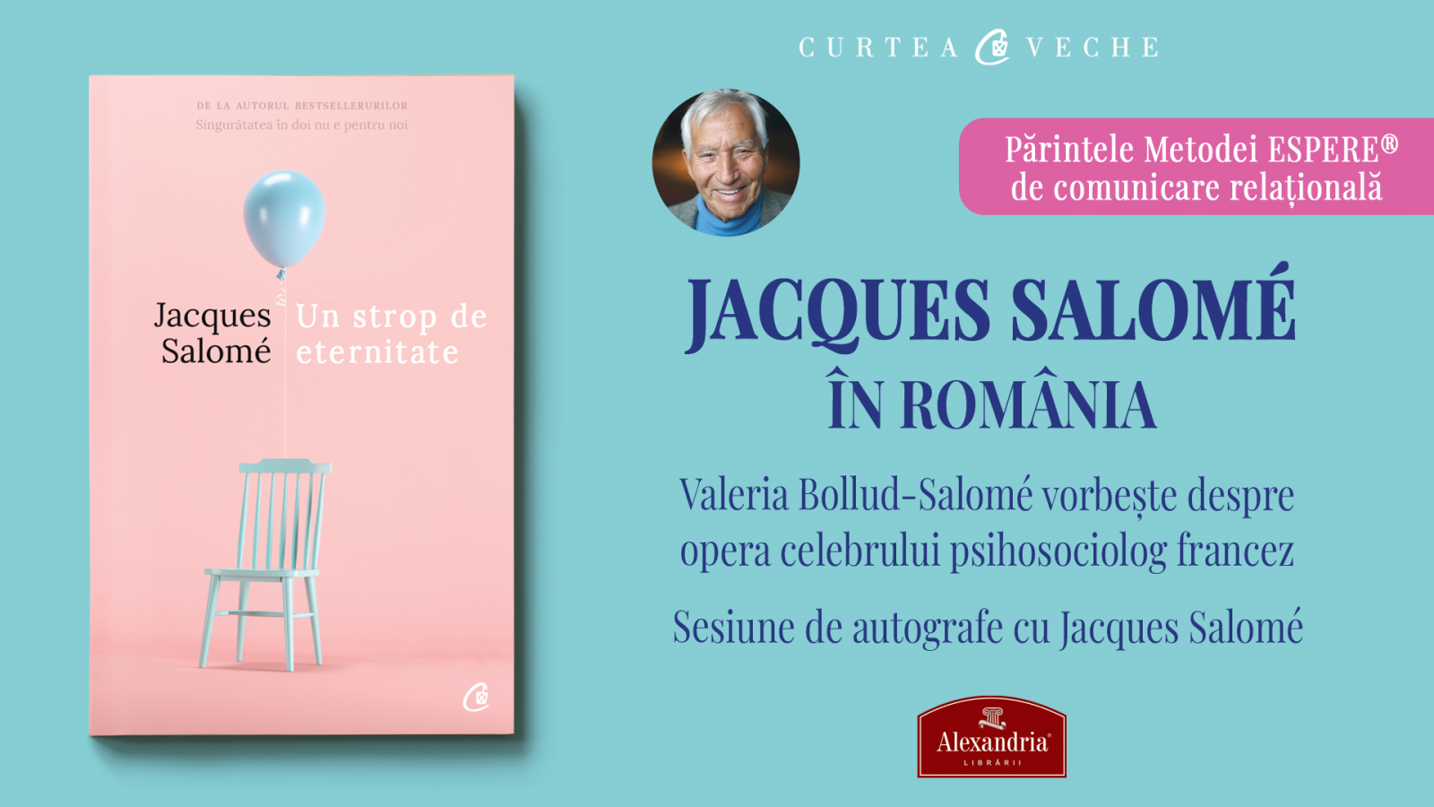 Celebrul psihosociolog francez Jacques Salomé își lansează cea mai recentă carte, „Un strop de eternitate”, la Bistrița pe 24 mai